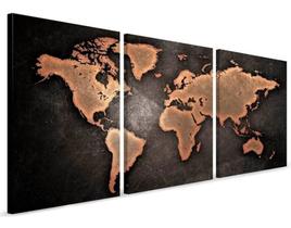 Quadro 3 Peças Mapa Mundi Dinheiro Dolares Paises Realismo Quadro 3 Peças Mapa Mundi Dinheiro Dolares Paises Realismo