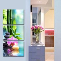 Quadro 3 Peças Orquideas Orientais Pedras Orquideas Bambu Quadro 3 Peças Orquideas Orientais Pedras Orquideas Bambu