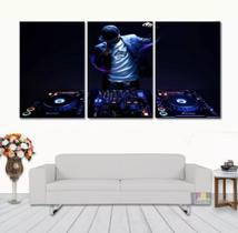 Quadro 3 Telas Mesa De Som Dj Musica"