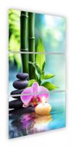 Quadro 3 Telas Orquidea Oriental Pedras Bambu "