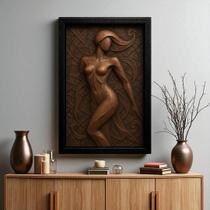 Quadro 3D "Linhas da Sedução" - Figura Feminina em forma abstrata celebra a beleza das curvas femininas