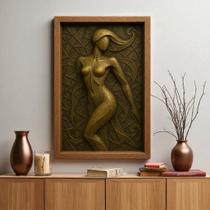 Quadro 3D "Linhas da Sedução" - Figura Feminina em forma abstrata celebra a beleza das curvas femininas