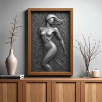 Quadro 3D "Linhas da Sedução" - Figura Feminina em forma abstrata celebra a beleza das curvas femininas