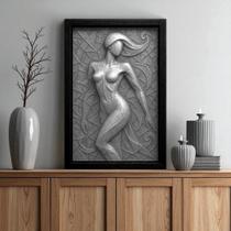 Quadro 3D "Linhas da Sedução" - Figura Feminina em forma abstrata celebra a beleza das curvas femininas