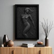 Quadro 3D "Linhas da Sedução" - Figura Feminina em forma abstrata celebra a beleza das curvas femininas