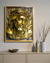 Quadro 3D "Redentor da Luz" - Quadro tridimensional de Jesus com a coroa de espinhos Quadro 3D "Redentor da Luz" - Quadro tridimensional de Jesus com a coroa de espinhos