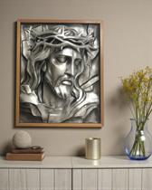 Quadro 3D "Redentor da Luz" - Quadro tridimensional de Jesus com a coroa de espinhos