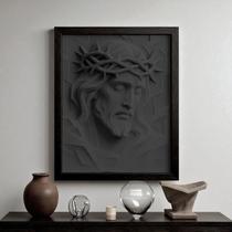 Quadro 3D "Redentor da Luz" - Quadro tridimensional de Jesus com a coroa de espinhos