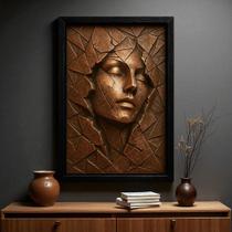 Quadro 3D "Ruptura " - Figura Feminina em forma abstrata rompe os limites da matéria