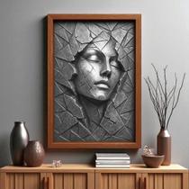 Quadro 3D "Ruptura " - Figura Feminina em forma abstrata rompe os limites da matéria