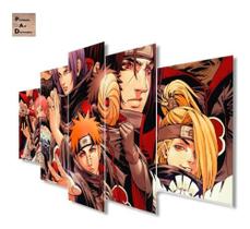 Quadro 5 Peça Decorativo Sharingan Naruto Anime Itachi Folha - cantinho da arte