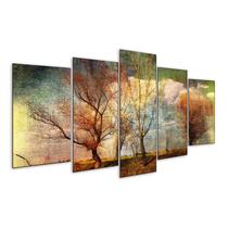 Quadro 5 Peças Árvores Paisagem Céu Nuvens Decoração CO02 Quadro 5 Peças Árvores Paisagem Céu Nuvens Decoração CO02