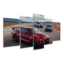 Quadro 5 Peças GT 350 Vermelho Carro Mustang Mosaico 02