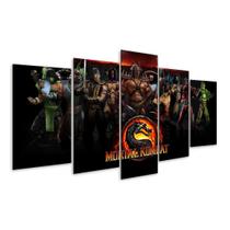 Quadro 5 Peças Mortal Kombat Game Geek Personagens Mosaico - Decorado Premium