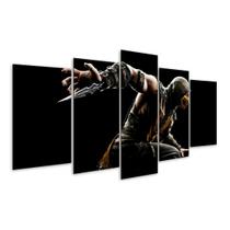 Quadro 5 Peças Mortal Kombat Scorpion Game Geek Mosaico 04