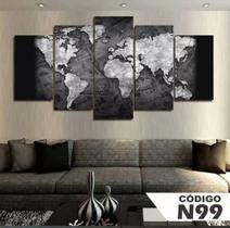 Quadro 5 Peças Mosaico Mapa Mundi Preto E Branco 4k Mdf6mm Quadro 5 Peças Mosaico Mapa Mundi Preto E Branco 4k Mdf6mm