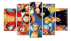 Quadro 5 Peças Para Sala One Piece Anime Desenhos Series 3d