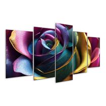 Quadro 5 Peças Rosa Planta Colorida Color Sala Flor Mosaico Quadro 5 Peças Rosa Planta Colorida Color Sala Flor Mosaico