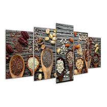 Quadro 5 Peças Tempero Especiaria Grãos Cozinha Mosaico 09 Quadro 5 Peças Tempero Especiaria Grãos Cozinha Mosaico 09