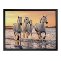 Quadro 60cm X 80cm Quatro Cavalos Brancos Tropical Artes Preto Quadro 60cm X 80cm Quatro Cavalos Brancos Tropical Artes Preto