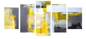 Quadro 70x150cm em Impressão Digital Abstrato Cinza e Amarelo Atelier Valverde