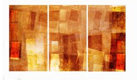 Quadro 70X150cm em Impressão Digital trio abstrato salmão Atelier Valverde