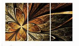Quadro 70X150cm em Impressão Digital trio geometrico floral marrom Atelier Valverde Quadro 70X150cm em Impressão Digital trio geometrico floral marrom Atelier Valverde