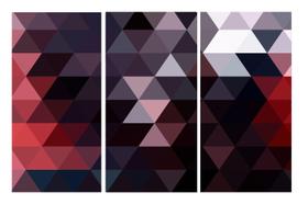 Quadro 70X150cm em Impressão Digital trio geometrico preto e rosa Atelier Valverde
