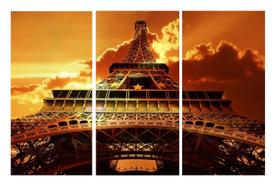 Quadro 70X150cm em Impressão Digital trio Paris torre eiffel por do sol Atelier Valverde