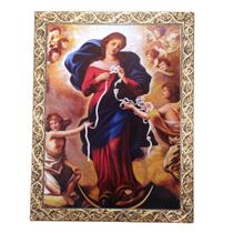 Quadro A3 Decorativo Religioso Desatadora dos Nós Dourado