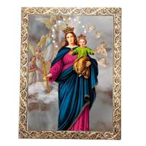 Quadro A3 Decorativo Religioso N Senhora Auxiliadora Dourado