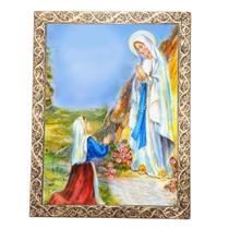 Quadro A3 Decorativo Religioso N Senhora de Lourdes Dourado