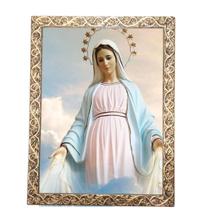 Quadro A3 Decorativo Religioso N Senhora Rainha Paz Dourado