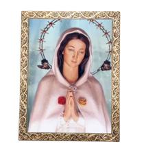 Quadro A3 Decorativo Religioso N Senhora Rosa Mística Dourad