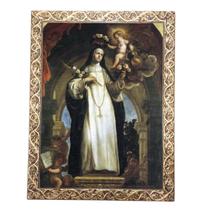 Quadro A3 Decorativo Religioso Santa Rosa de Lima Dourado