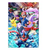 Quadro A3 em MDF Pokemon Ash e Greninja 001