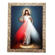 Quadro A4 Decorativo Religioso Jesus Misericordioso Dourado - OS ARCANJOS