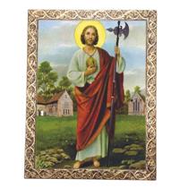 Quadro A4 Decorativo Religioso São Judas Tadeu Dourado