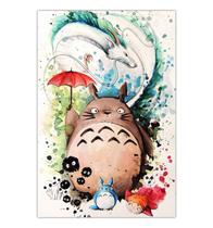 Quadro A4 em MDF Totoro Aquarela Studio Ghibli 001 - Placa