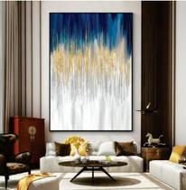 Quadro abastrato azul 70x100 moldura preta