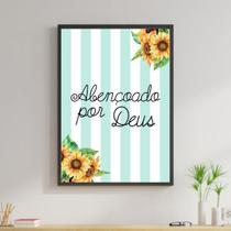 Quadro Abençoado Por Deus - Girassol 24x18cm - com vidro