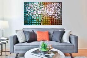 Quadro abstrato arvore moderna 70x100cm