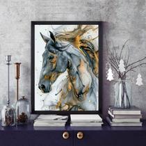 Quadro Abstrato Cavalo - Mármore 45X34Cm - Com Vidro