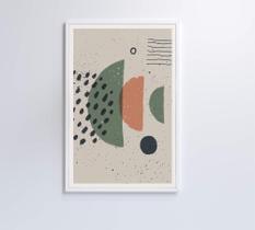 Quadro Abstrato Círculo, Pontos e Meia Lua