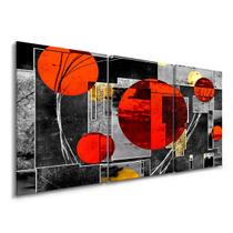 Quadro Abstrato Decorativo Geométrico Vermelho Sala Jantar
