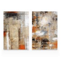 Quadro Abstrato Decorativo Para Sala Pinceladas Do Tempo Kit Mosaico 2 Telas Grande - Bimper