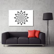 Quadro Abstrato decorativo Preto e Branco com Tela em Tecido