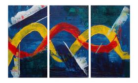 Quadro Abstrato Dna Arte Mosaico 3 Peças Decorativo 120x60 Quadro Abstrato Dna Arte Mosaico 3 Peças Decorativo 120x60