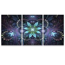 Quadro Abstrato Flor Vitral em Arte Moderno Kit Sala Quarto