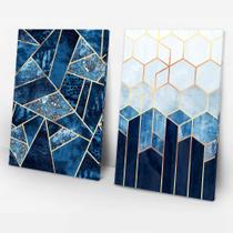 Quadro Abstrato Geométrico Azul e branco 2 Telas 40X60 Quadro Abstrato Geométrico Azul e branco 2 Telas 40X60